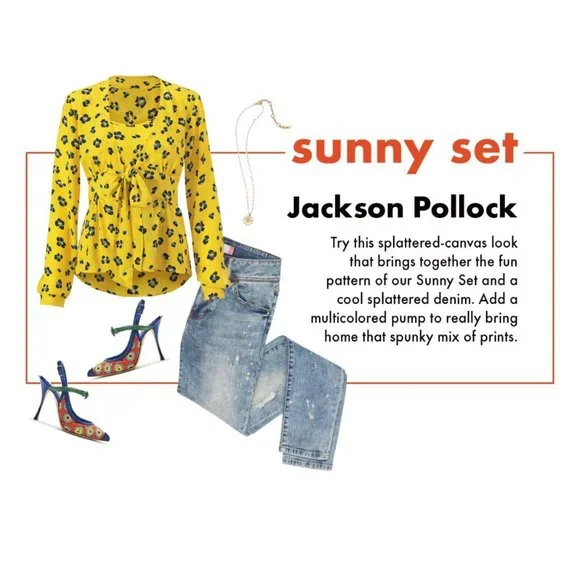 CAbi Sunny Set Limited Edition Wrap Tie Yellow Blouse Tank 2-Piece Set Medium - Picture 3 of 15